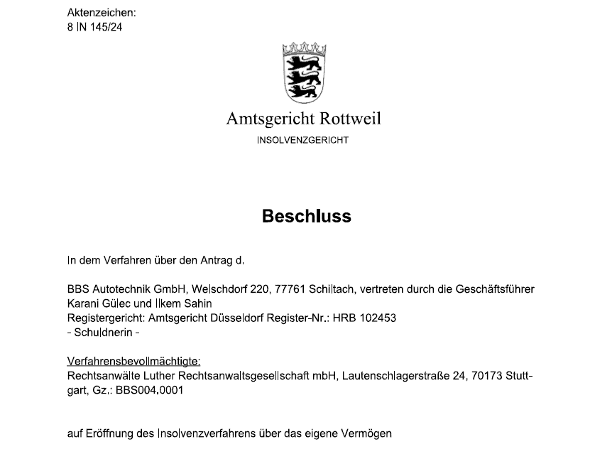 bbs insolvenz beschluss dk 260724