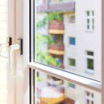 white frame of a modern window