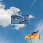 european flags in mainau in germany