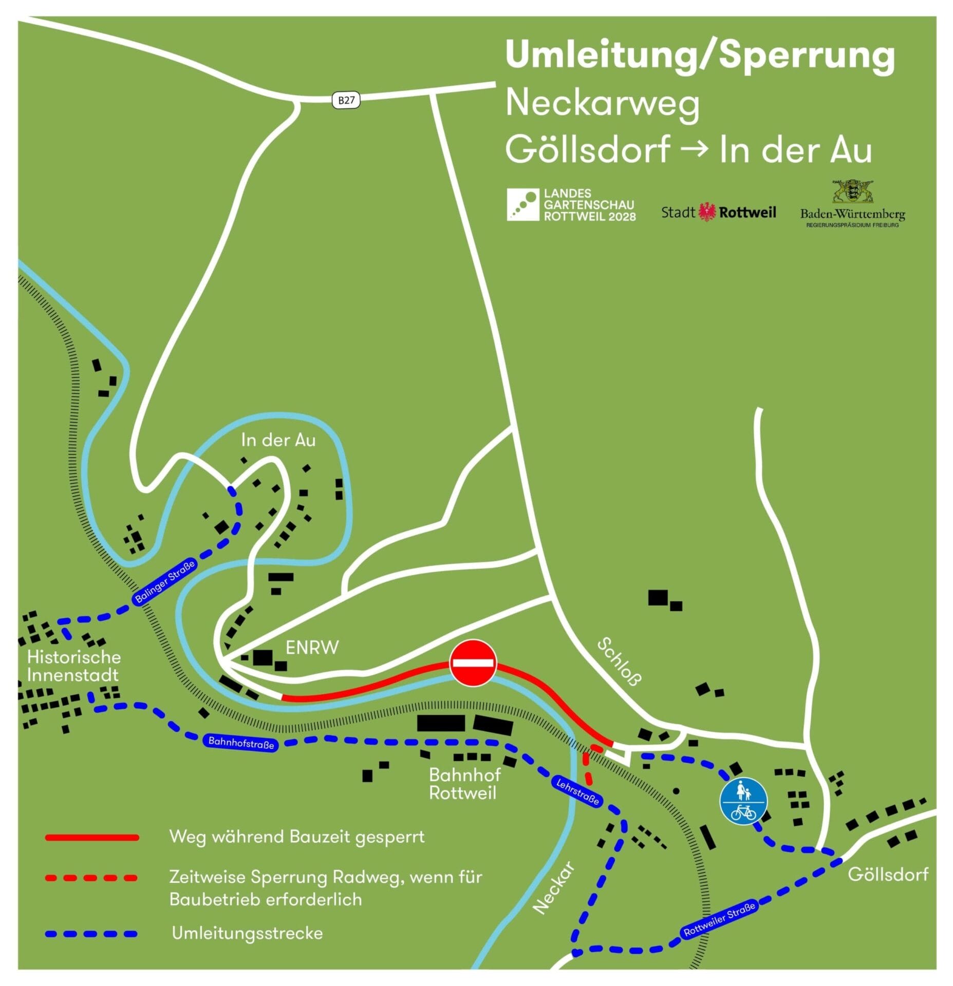 umleitung neckarweg göllsdorf in der au